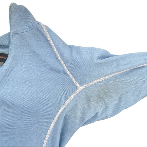 Icebreaker Skin 200 Long Sleeve Layer 1/4 Zip 100% Merino Wool Blue Medium - Picture 8 of 8